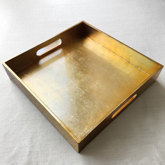 NWT in original box GOLD Lacquer Wood Trays - Square 12x12" by WEST ELM - Picture 4 of 10